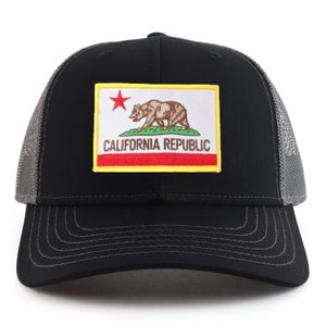 California State Flag Patch 6 Panel Two Tone Mesh Back Trucker Cap