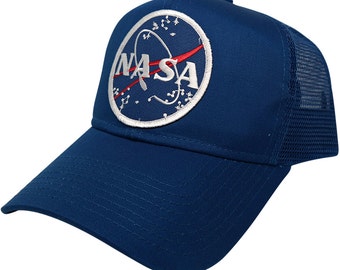 NASA Astronaut Space Logo Embroidered Patch Snapback Cap - Royal