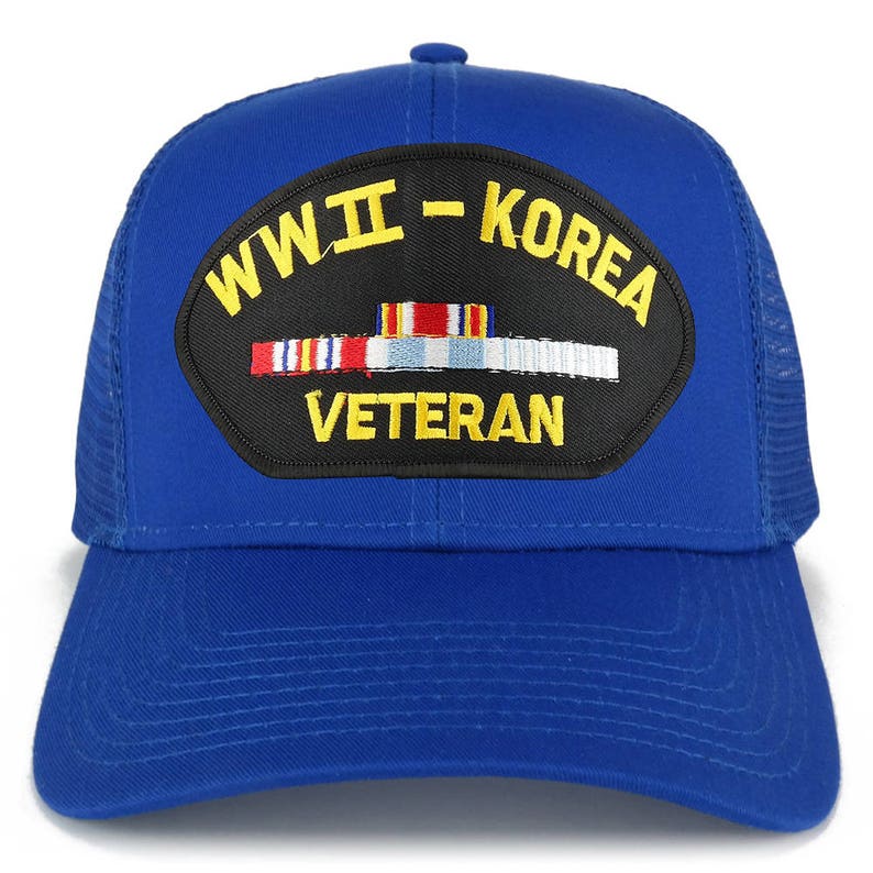 Armycrew WW2 To Korea Veteran Embroidered Patch Snapback Mesh Trucker Cap 30-287-PML176 image 8