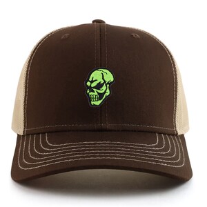 Green Skull Patch 2 Tone Mesh Back Trucker Cap