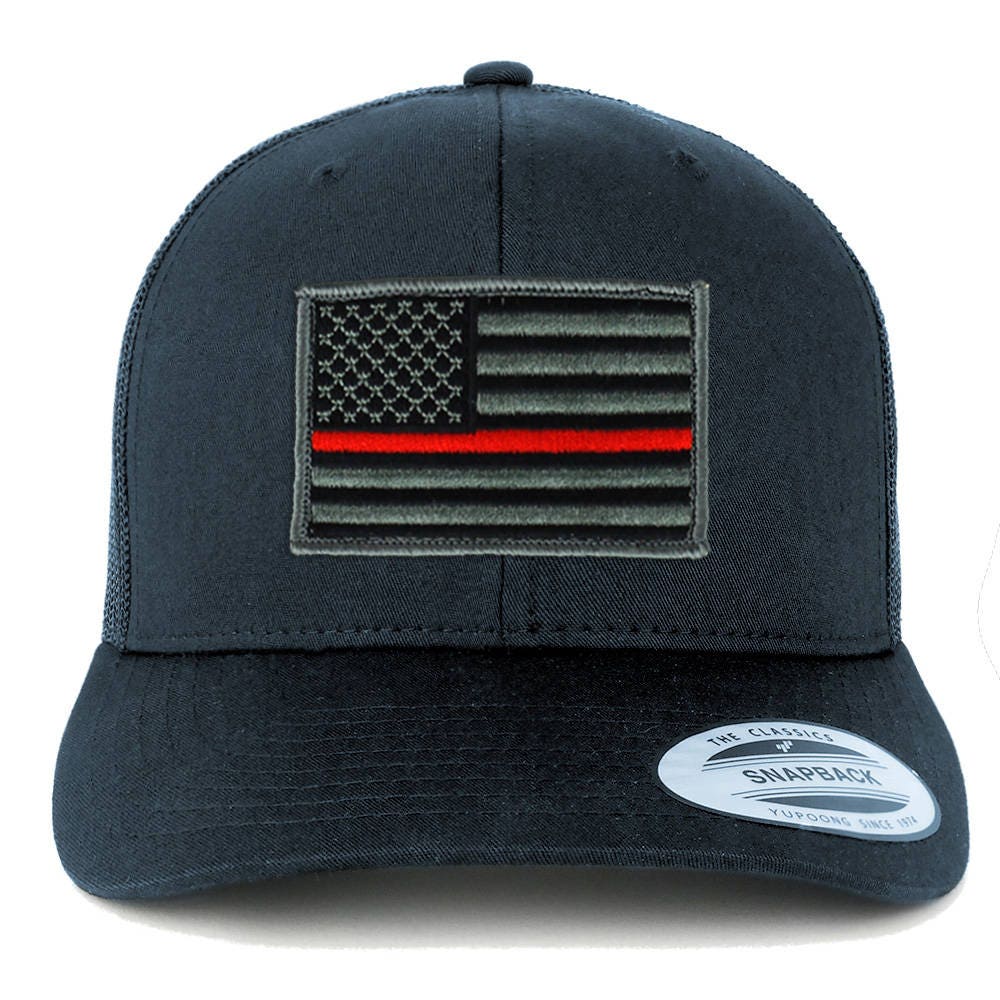 American Flag Patch Snapback Trucker Mesh Cap Navy - Etsy