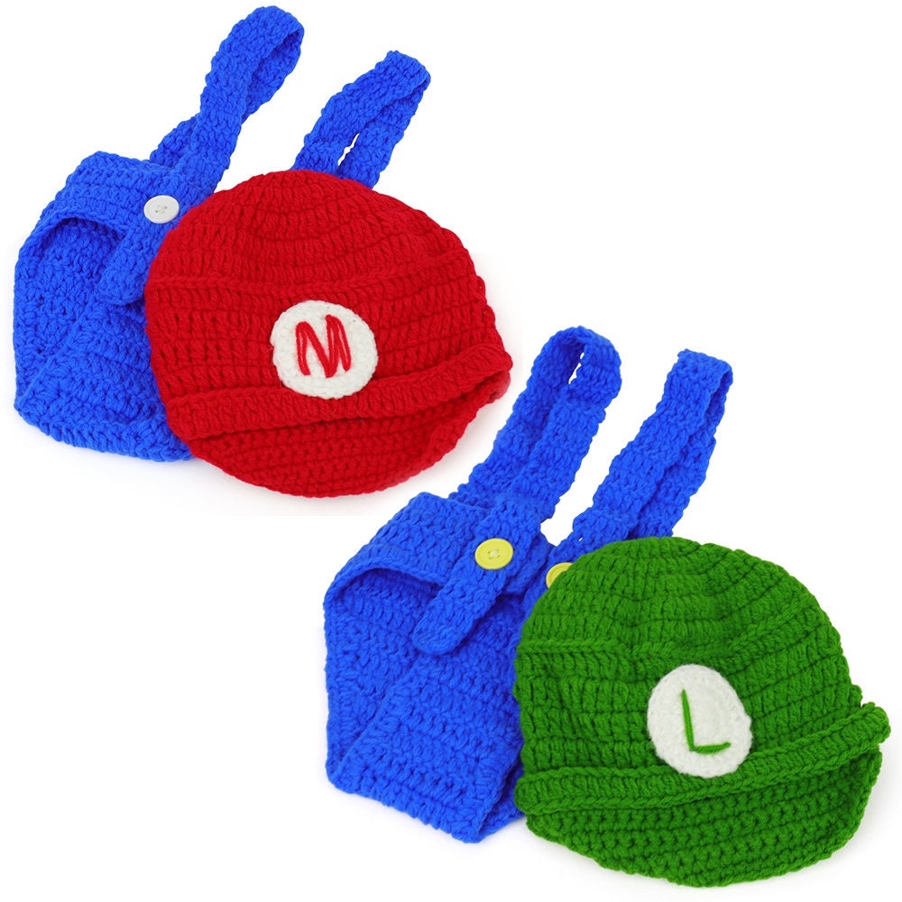 Luigi Infant 2 Piece Outfit Crochet Hat 