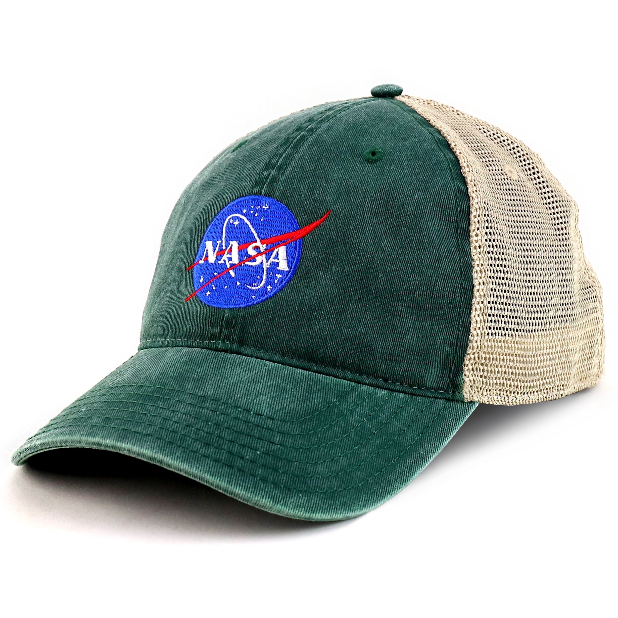 Oversize XXL NASA Insignia Logo Embroidered Washed Trucker Mesh Cap ...