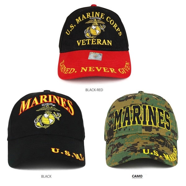Officially Licensed US Marine Corps Veteran Embroidered Cotton Baseball Cap (EE-CP00323)