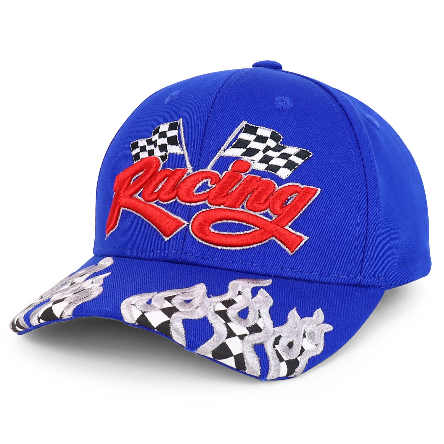 Racing Hat Adjustable Embroidered Washed Cotton Checkered Flags Baseball Cap Chequered Racing Flag Baseball Cap Vintage Washed Cotton  main image 3