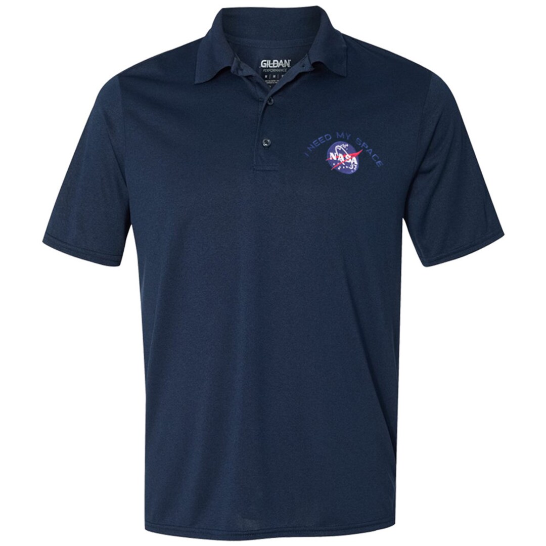Mens Nasa I NEED MY SPACE Meatball Embroidered Poly Jersey Sport Shirt ...