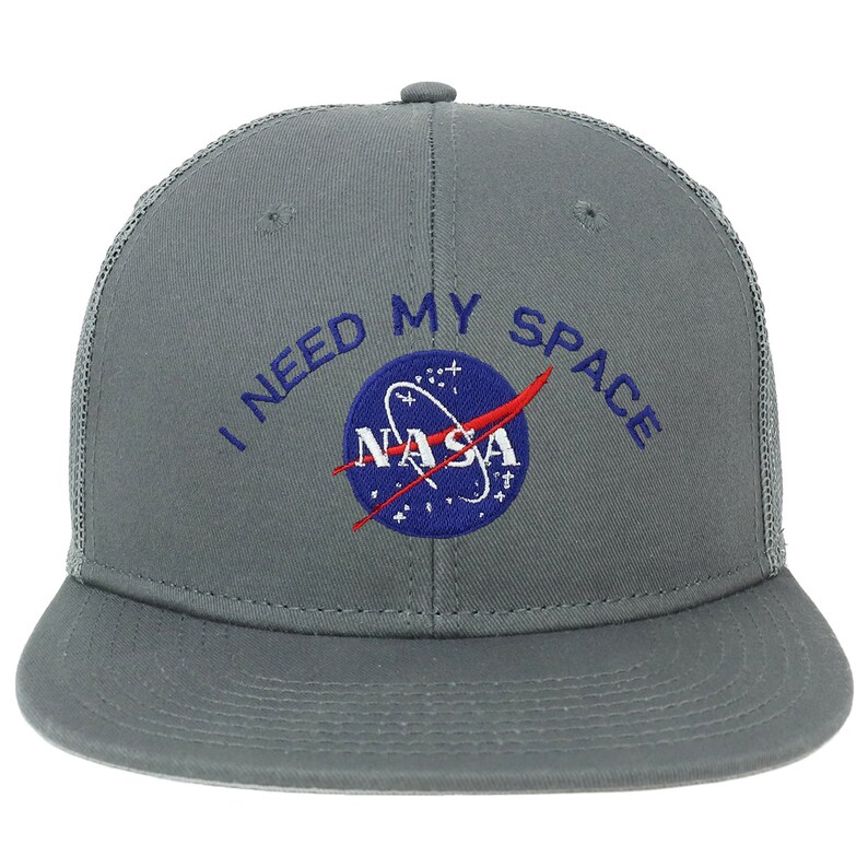 Oversize XXL NASA I Need My Space Embroidered Flatbill Mesh Snapback ...