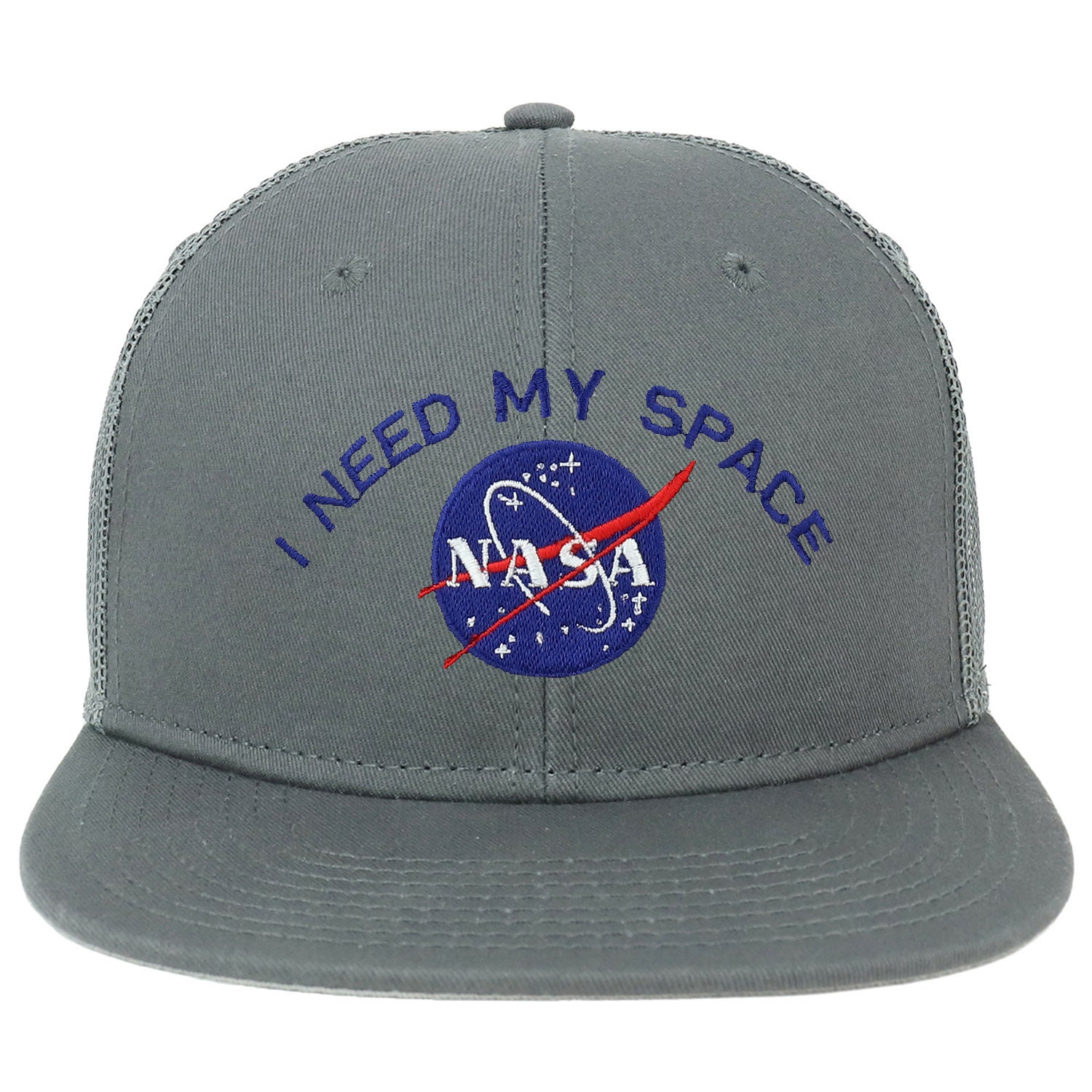 Oversize XXL NASA I Need My Space Embroidered Flatbill Mesh Snapback ...