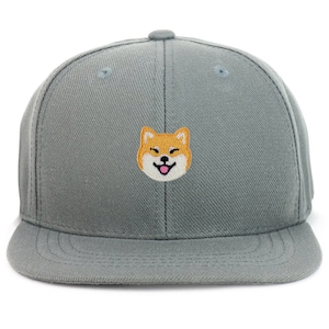 Oversize XXL Happy Shiba Inu Dog Patch Structured Flatbill Snapback Cap for Big Heads