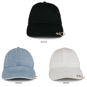 K-POP Style Plain Metallic Ring Bill Adjustable Baseball Cap (HT7851)