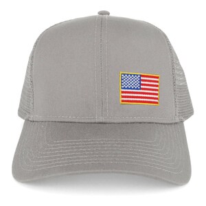 Small Yellow Side American Flag Embroidered Iron on Patch Trucker Mesh Cap 30-287-USA-FLAG-11A image 4