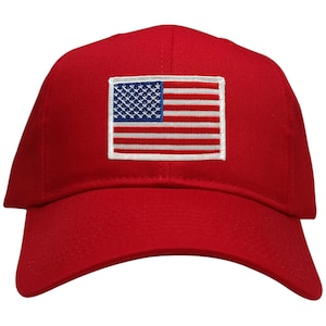 American Flag Chenille Patch Baseball Cap, Red