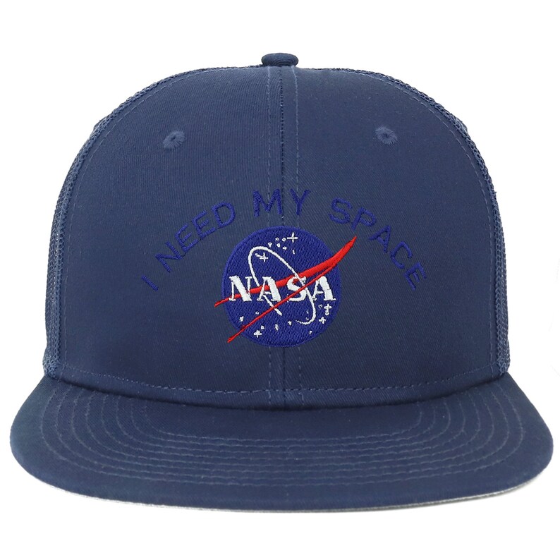 Oversize XXL NASA I Need My Space Embroidered Flatbill Mesh Snapback ...