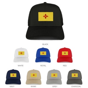 New New Mexico Home State Flag Embroidered Patch Mesh Trucker Cap