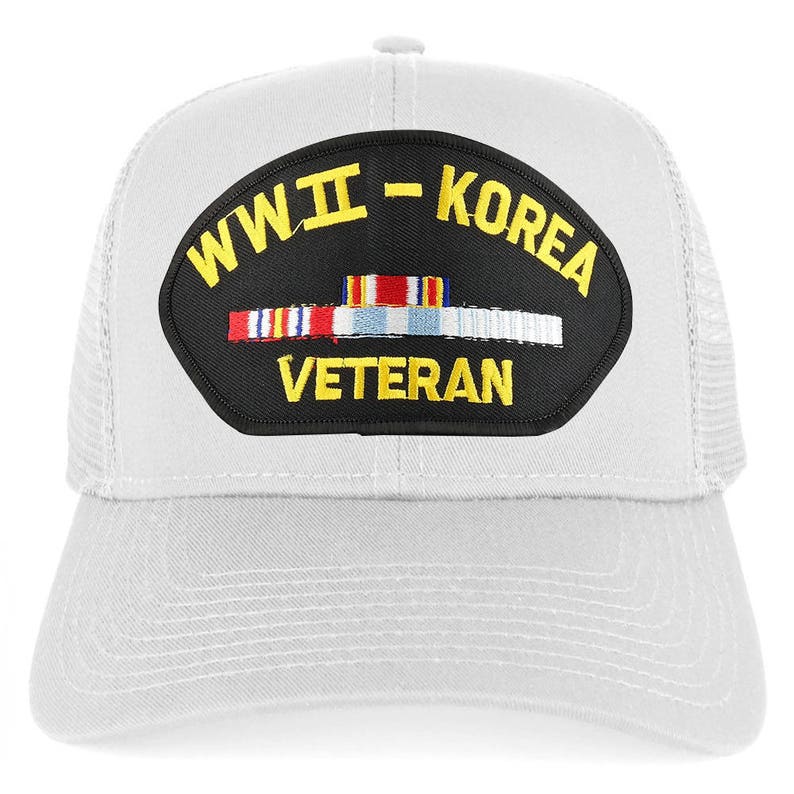 Armycrew WW2 To Korea Veteran Embroidered Patch Snapback Mesh Trucker Cap 30-287-PML176 image 9