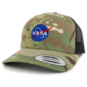 Small nasa Insignia Patch Camouflage Structured Trucker Mesh Baseball Cap (FLEX-6606MC-INSIGNIA-SM)