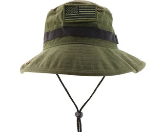 XXL Big Size Boonie Jungle Outdoor Hat With American Flag
