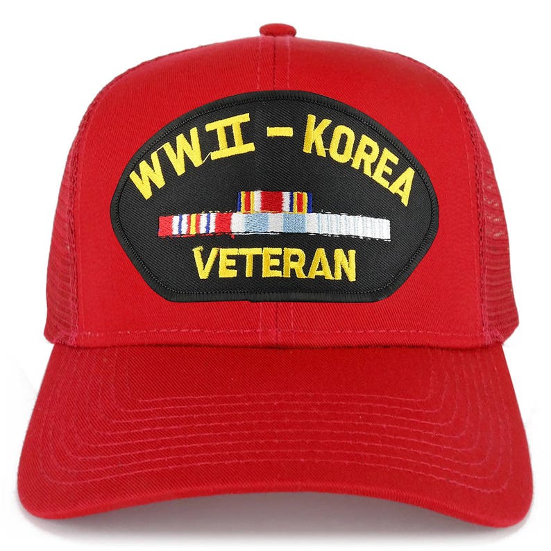 Armycrew WW2 To Korea Veteran Embroidered Patch Snapback Mesh Trucker Cap 30-287-PML176 image 7