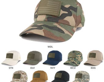 Olive USA American Flag 3-D Rubber Tactical Patch Adjustable Structured Operator Cap (T90-USA-OLV-T75)