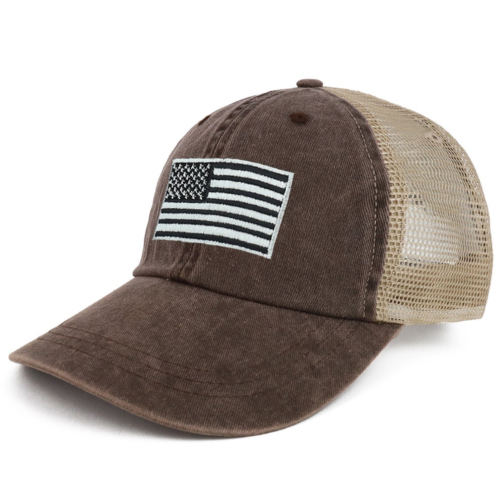 Berretto Camionista Mimetica Con Toppa Bandiera Americana E Linea Blu - Armycrew