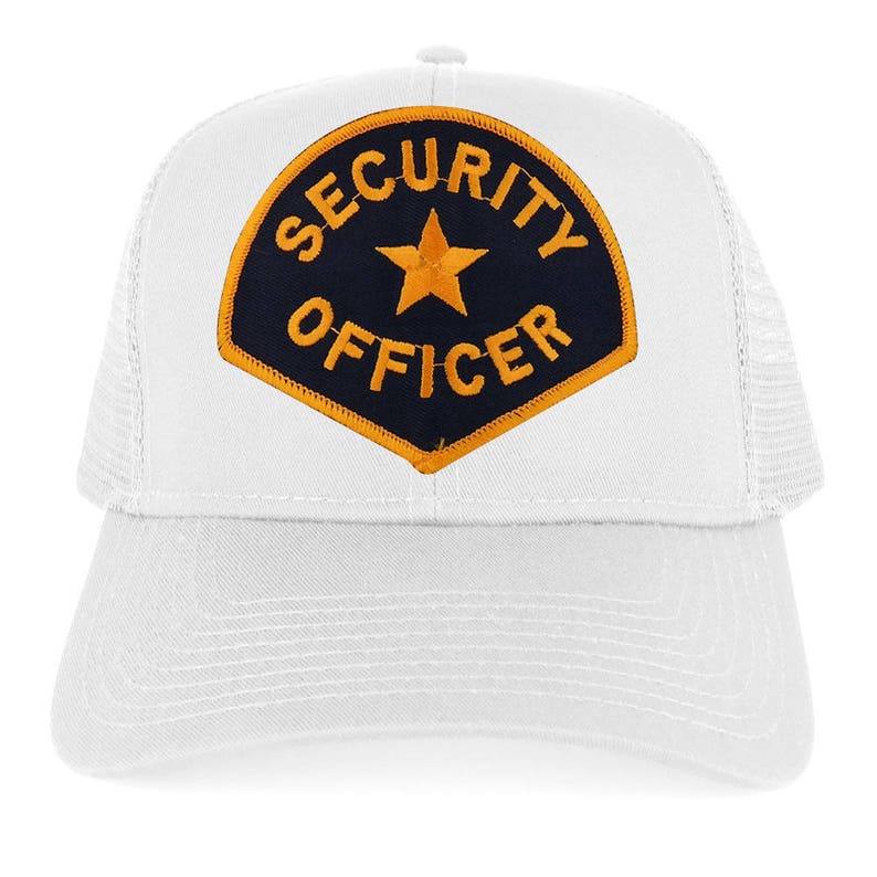Security Officer Large Navy Gold Embroidered Iron on Patch Adjustable Trucker Mesh Cap 30-287-PM4007 image 9