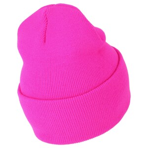 Sensibilisation au cancer du sein Ruban rose Brodé Long Beanie Rose chaud ou Noir image 3