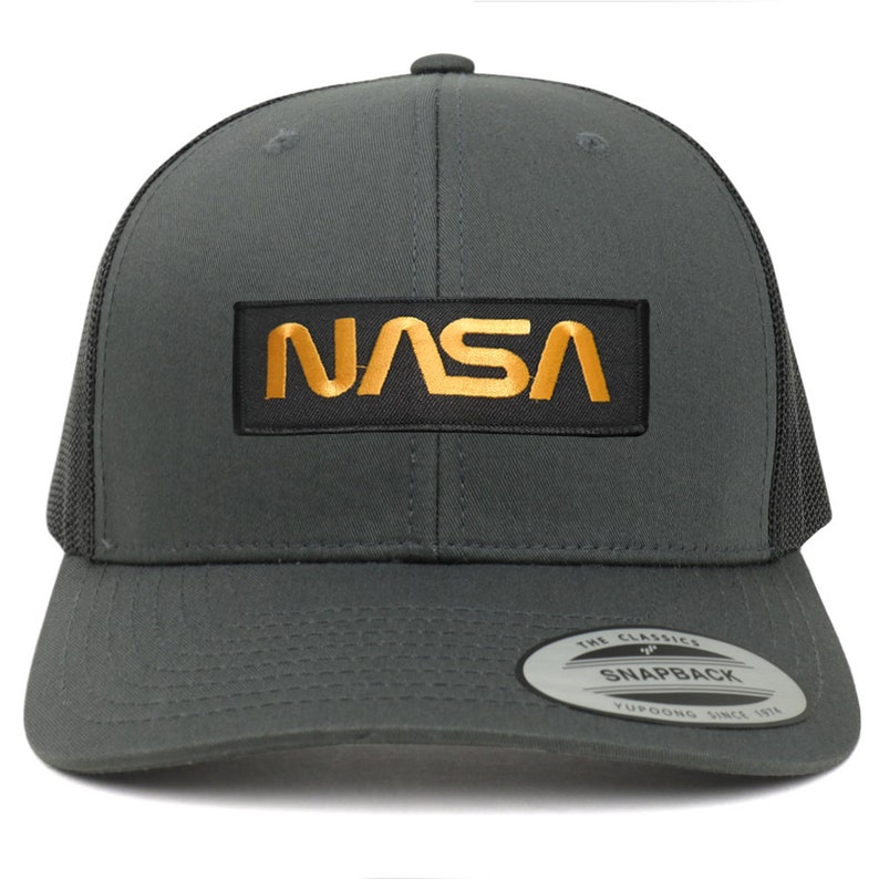 Oversize XXL NASA Worm Gold Text Patch Retro Trucker Mesh Cap - Etsy