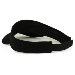 May include: A black visor with a wide brim and an adjustable strap. The visor is made of a soft, comfortable fabric.