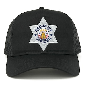 Security Officer Silver Embroidered Iron on Patch Adjustable Mesh Trucker Cap (30287-FCE-103-SECURITY)