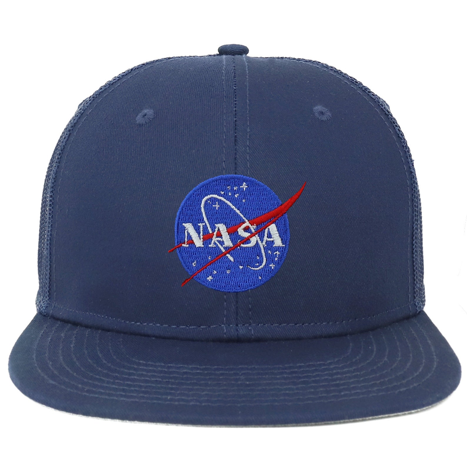 Oversize XXL NASA Insignia Logo Embroidered Flatbill Mesh Snapback Cap ...