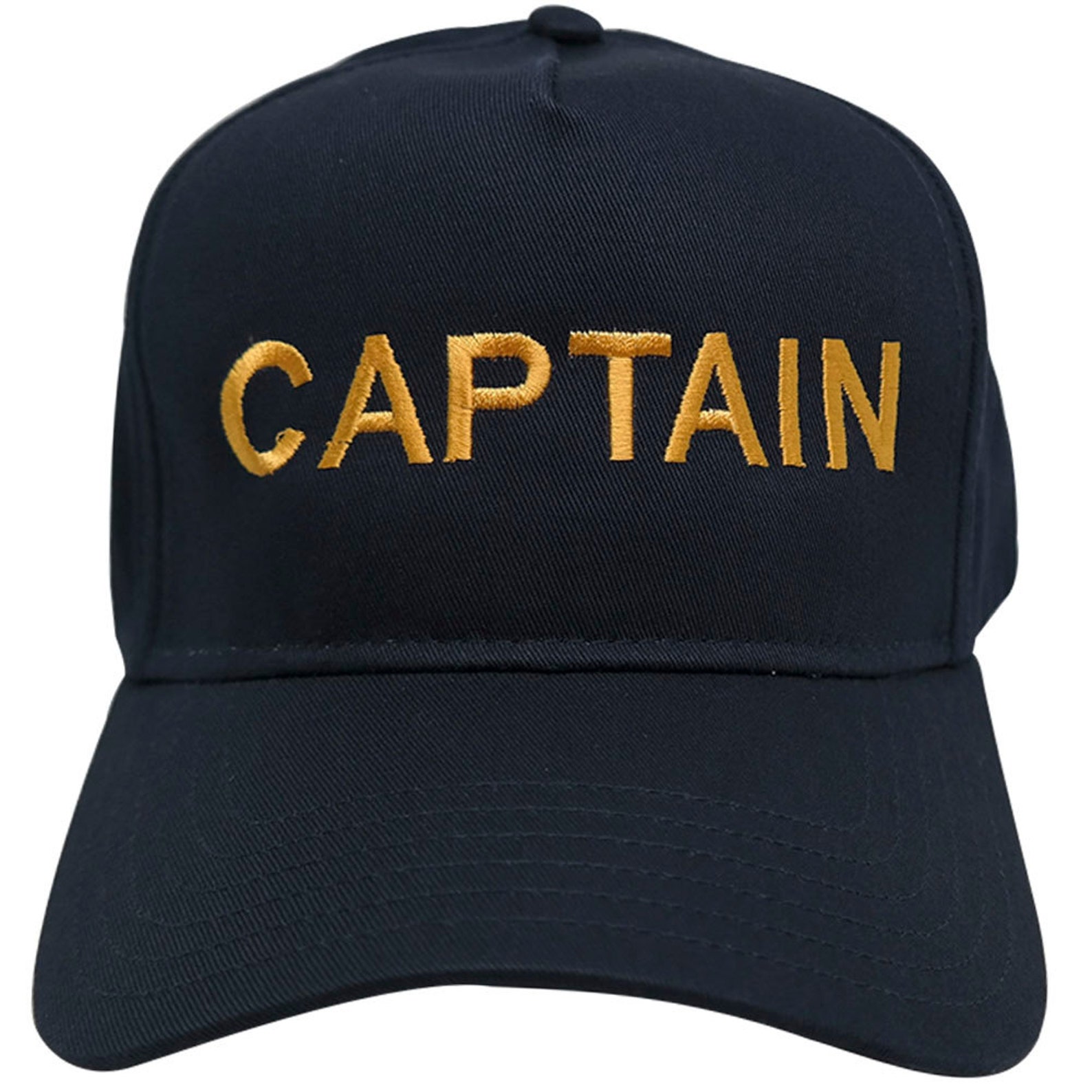 CAPTAIN Embroidered 5 Panel High Profile Baseball Navy Cap Etsy