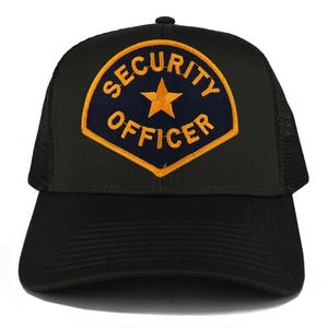Security Officer Large Navy Gold Embroidered Iron on Patch Adjustable Trucker Mesh Cap 30-287-PM4007 image 2