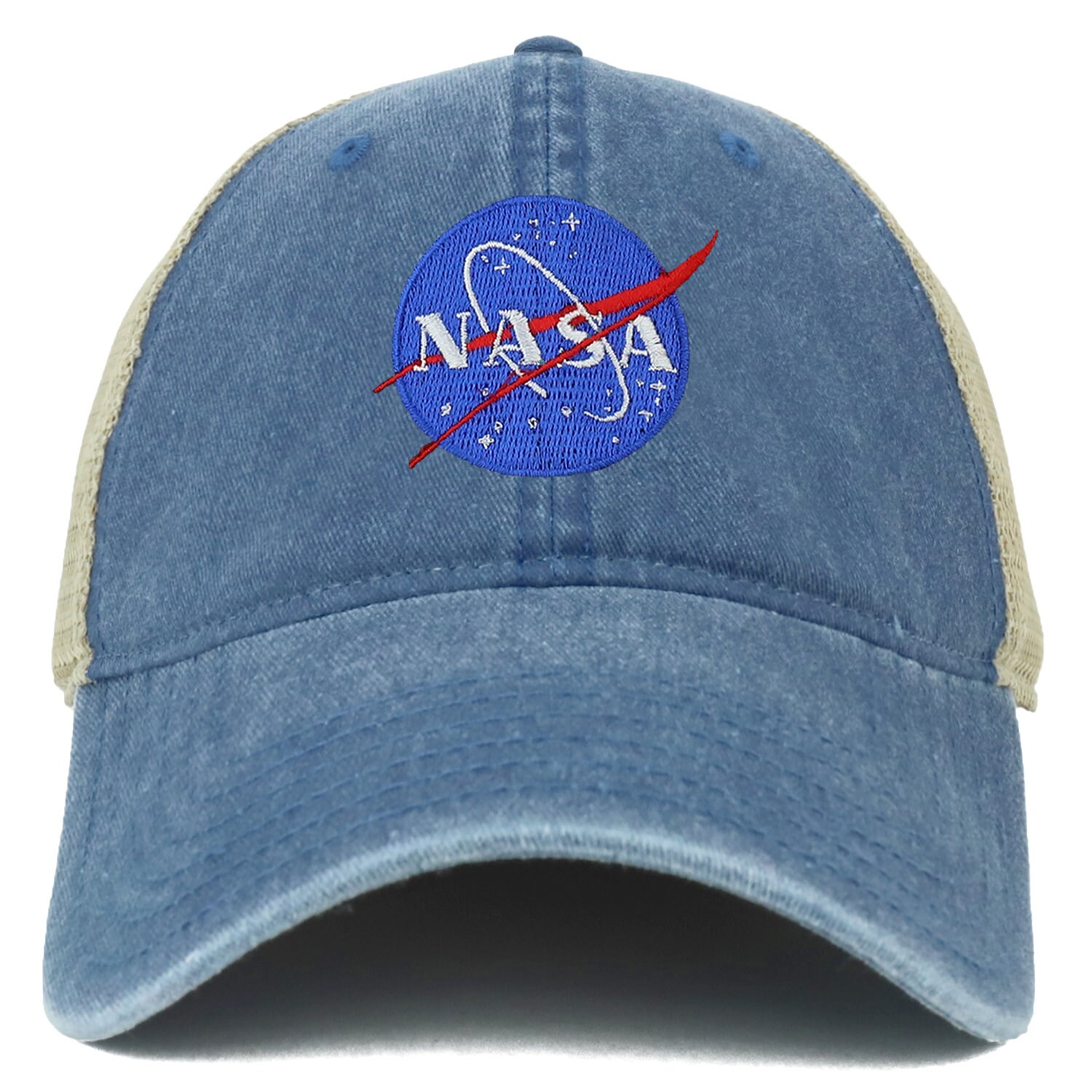 Oversize XXL NASA Insignia Logo Embroidered Washed Trucker Mesh Cap ...