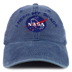Nasa I Need My Space Embroidered FLEX Stretchable Pigment Dyed Cap - 5 Colors