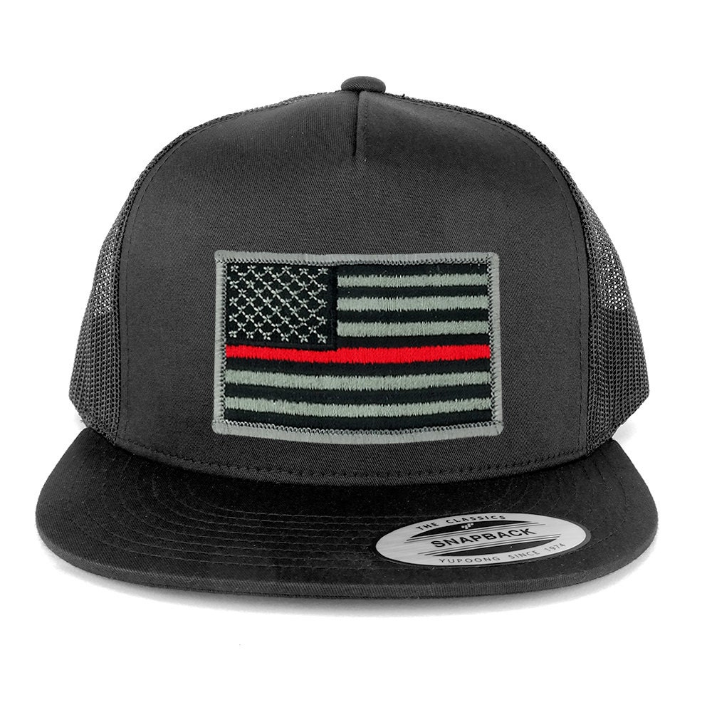 FLEXFIT 5 Panel American Flag Patched Snapback Mesh Charcoal - Etsy
