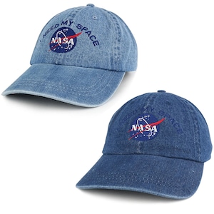 NASA I Need My Space Low Profile Denim Garment Washed Adjustable Cap (7610-INEEDMYSPACE)