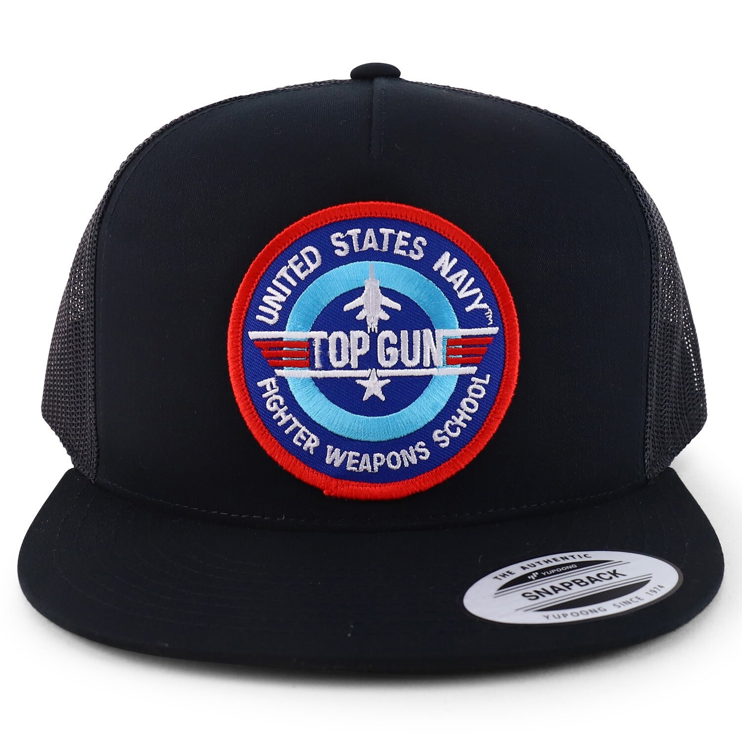 US Navy TOP Gun Patch 5 Panel Flat Bill Trucker Mesh Cap (AC-6006