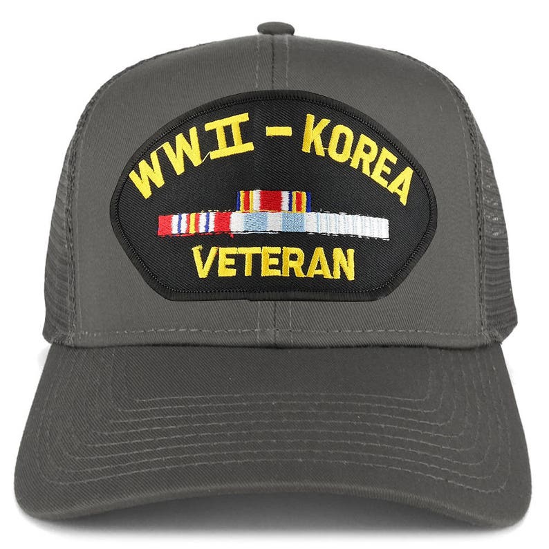 Armycrew WW2 To Korea Veteran Embroidered Patch Snapback Mesh Trucker Cap 30-287-PML176 image 3