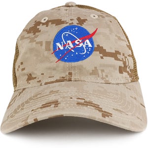 Low Profile Unstructured NASA Insignia Embroidered Camo Mesh Trucker Cap (255-INSIGNIA)