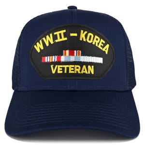 Armycrew WW2 To Korea Veteran Embroidered Patch Snapback Mesh Trucker Cap 30-287-PML176 image 6