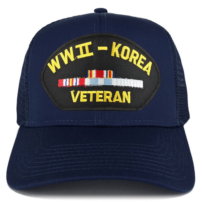 Armycrew WW2 To Korea Veteran Embroidered Patch Snapback Mesh Trucker Cap 30-287-PML176 image 6