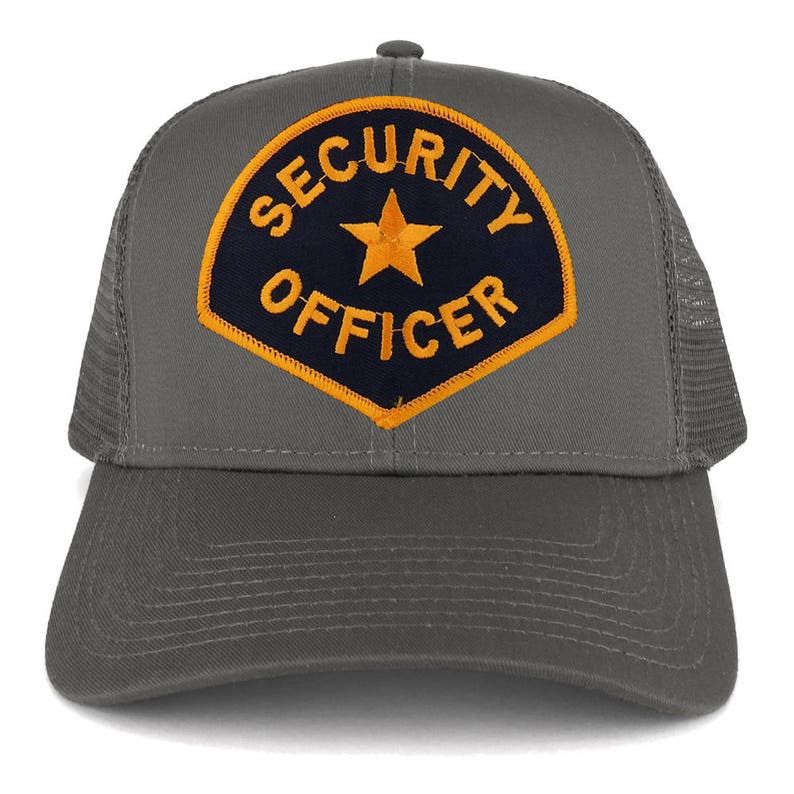 Security Officer Large Navy Gold Embroidered Iron on Patch Adjustable Trucker Mesh Cap 30-287-PM4007 image 3