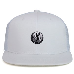Oversize 2XL Golfer Golf Ball Patch Structured Mesh Back Flatbill Snapback Cap