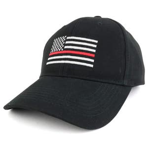 Thin RED Line US Flag Embroidered Low Profile Brushed Cotton Cap 9896 image 2