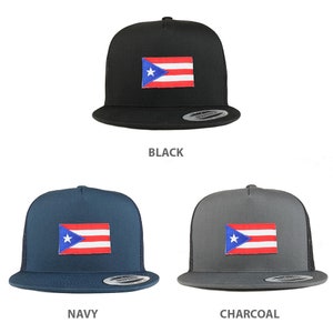 5 Panel Small Puerto Rico Flag Patch Flatbill Mesh Cap (6006-PRFLAG)
