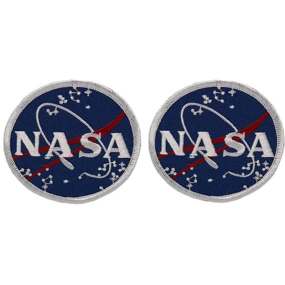 NASA Space Circular Logo Embroidered Iron On Patch - Blue - 2 Piece Pack