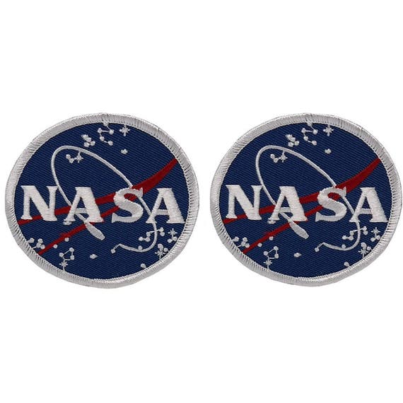 NASA Space Circular Logo Embroidered Iron on Patch Blue 2 Piece Pack 