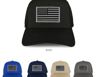 Armycrew XXL Oversize Trucker Cap - White With USA Flag Patch, Mesh Back