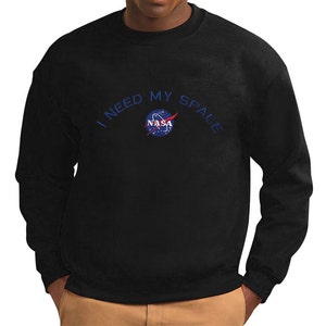 Men's NASA I Need My Space Insignia Embroidered Crewneck Sweatshirt ...