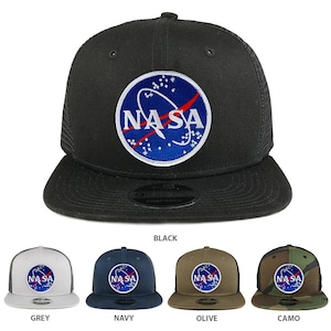 Boné de caminhoneiro snapback com patch de almôndega espacial da NASA (NE403-MEATBALL)